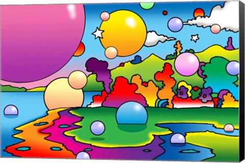 Framed Bubbles Landscape Print