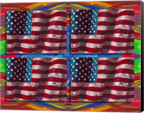 Framed US Flags Print