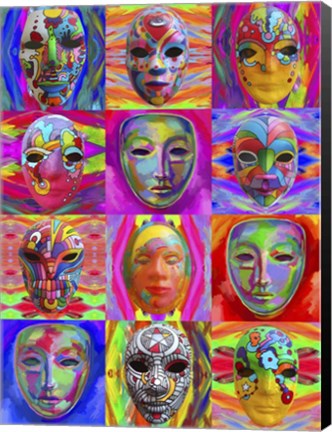 Framed Pop Art Masks Print