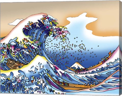 Framed Pop Art Great Wave Print