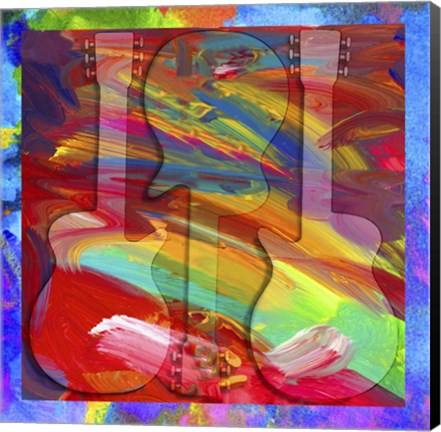 Framed Pop Art Guitar Swirls Print