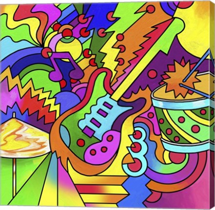 Framed Pop Art Guitar Drum Print