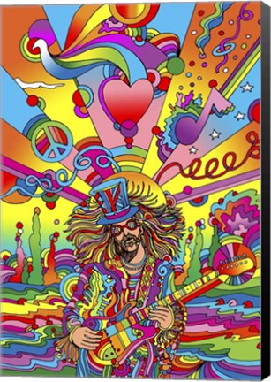 Framed Hippie Musician 3 Print