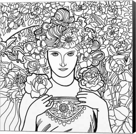 Framed Mucha Lady 2 Print