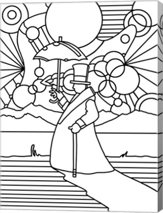 Framed Umbrella Beach Man Print