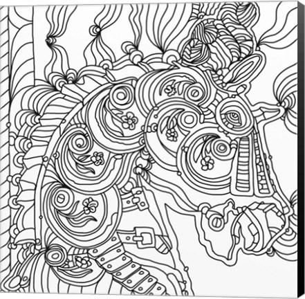 Framed Carousel Pony 1 Lineart Print