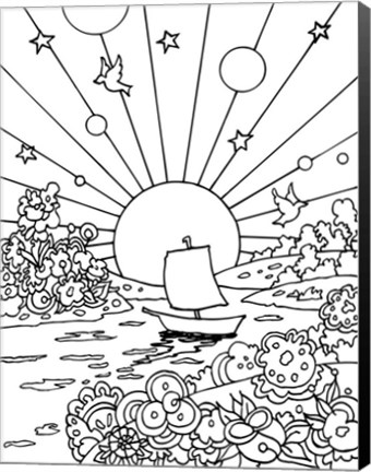 Framed Cosmic Boat Color Print