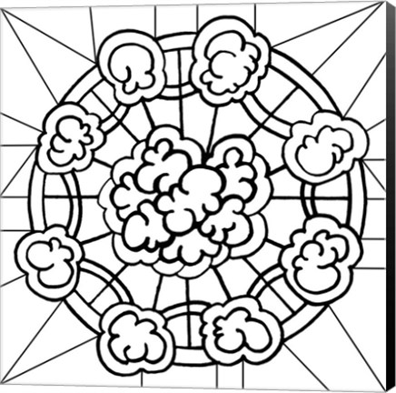 Framed Kalidescope Icon Lineart Print
