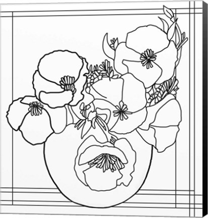 Framed Poppy Bowl Lineart Print