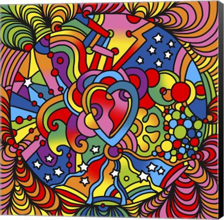 Framed Pop Art Heart Swirls Print