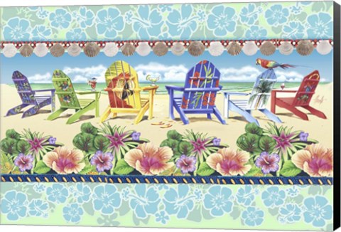 Framed Coastal Chairs Floral Print