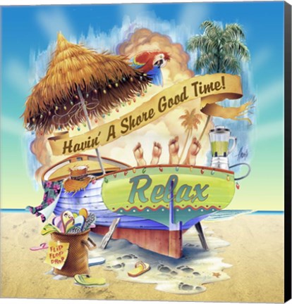 Framed Shore Good Time Boat Print