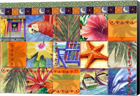 Framed Tropical Quilt Mosaic Print