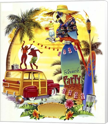 Framed Woodie Beach Party Print