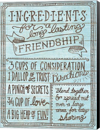 Framed Ingredients For Life IV Blue Print