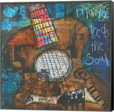 Framed Music Feeds The Soul - Guitar Print