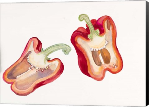 Framed Halves of Red Pepper Print