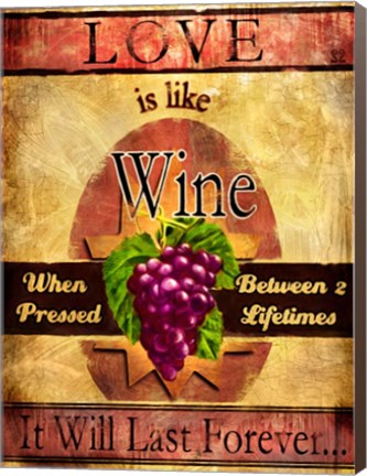 Framed Love Is Like Wine Print