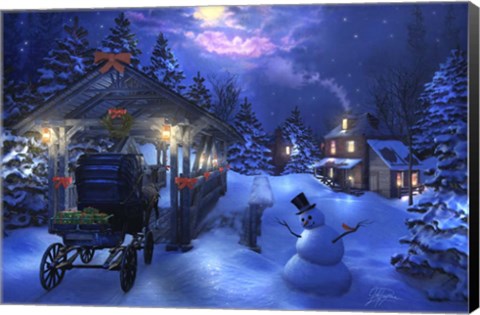 Framed Snowman Crossing Print