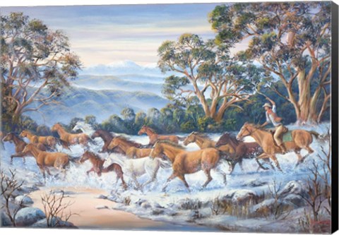 Framed Man From Snowy River Print