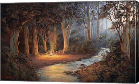 Framed Firelight And Moonrise Print