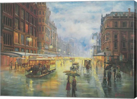 Framed Rainy Night - Collins St. Melbourne Print