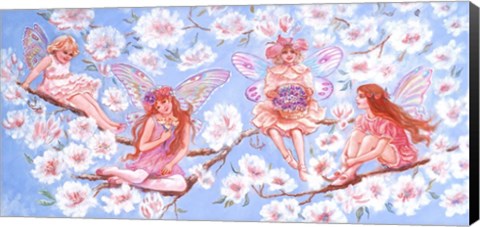 Framed Four Fairies On A Branch Print
