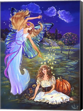 Framed Cinderella And Fairy Godmother Print
