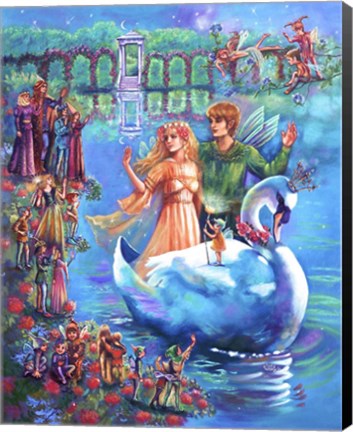 Framed Fairy Swan Ride Print