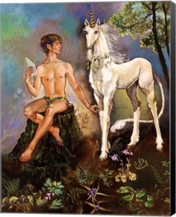 Framed Pan And Unicorn Print