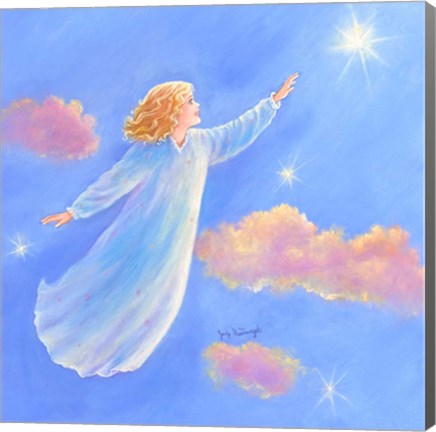 Framed Girl Flying Toward A Star Print