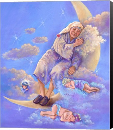 Framed Man In The Moon Sleeping Print