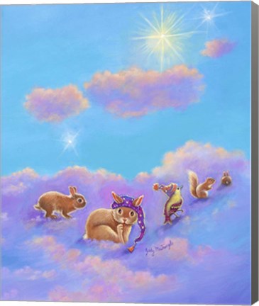 Framed Girl and Animals in Clouds II Print