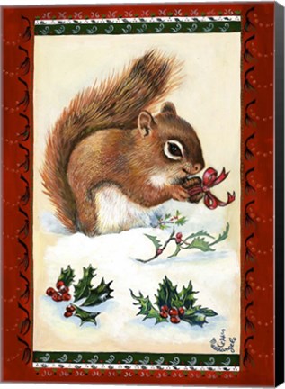 Framed Squirrel&#39;s Christmas Gift Print