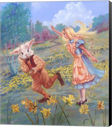 Framed Alice And White Rabbit Print