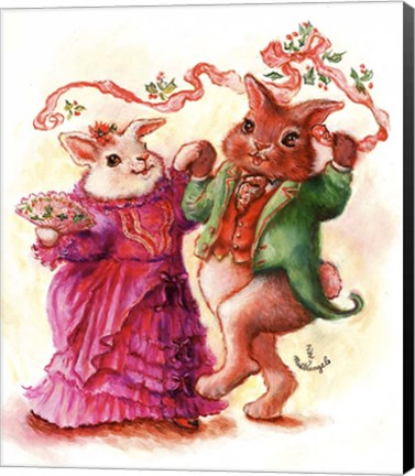 Framed Christmas Bunny Dancers Print