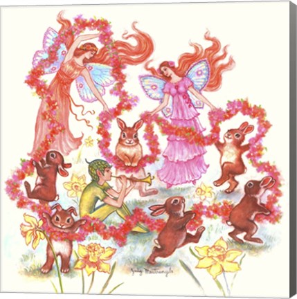Framed Spring Bunny Dance Print