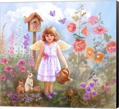 Framed Gardening Angel Print