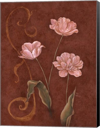 Framed Tulips With Scroll 1 Print