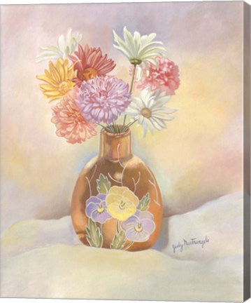 Framed Vase Of Mums Print