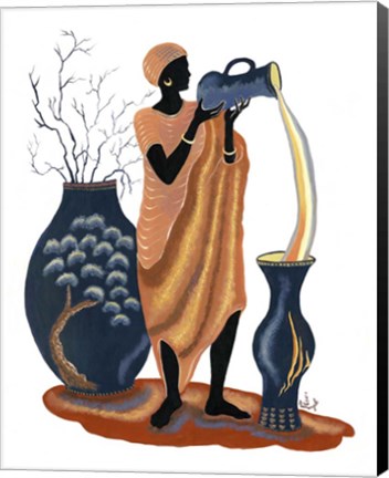 Framed Standing And Pouring Orange Dress Print