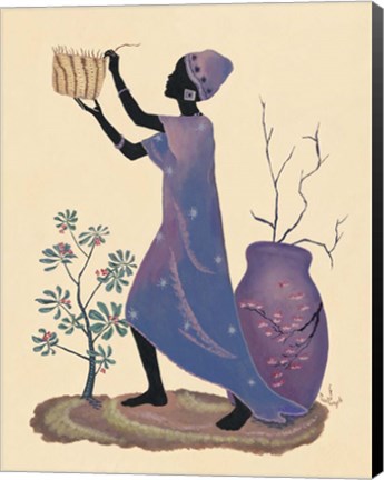 Framed Weaving Basket - Purple Dress Print
