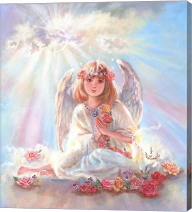 Framed Girl Angel On Cloud Print