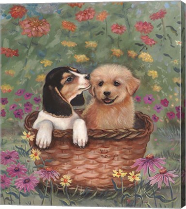 Framed Beagle And Golden Retriever Print