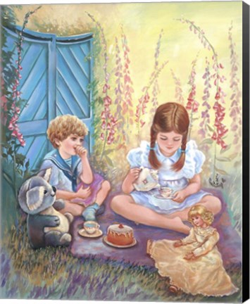 Framed Foxglove Tea Party Print