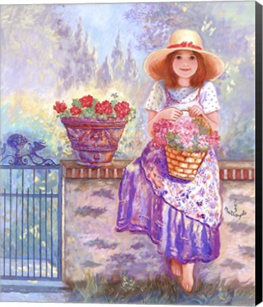 Framed Geraniums - Garden Gates Print