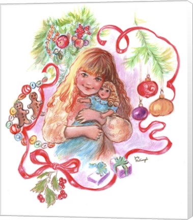 Framed Little Girl's Christmas Print