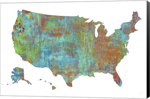 Framed U.S.A. Map 3 Print