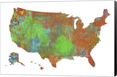 Framed U.S.A. Map 4 Print