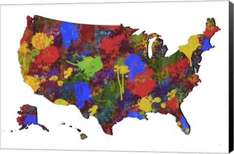 Framed U.S.A. Map 7 Print